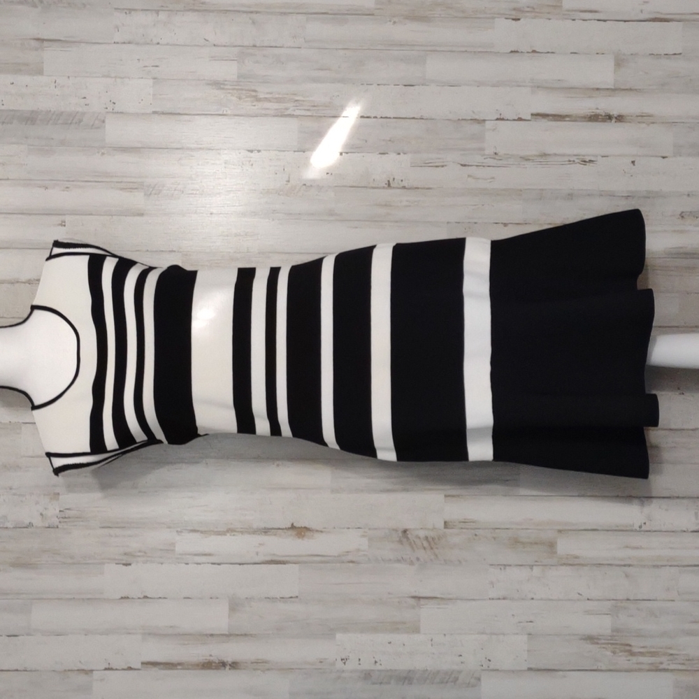 WHBM Black and White Striped Sleeveless Dress